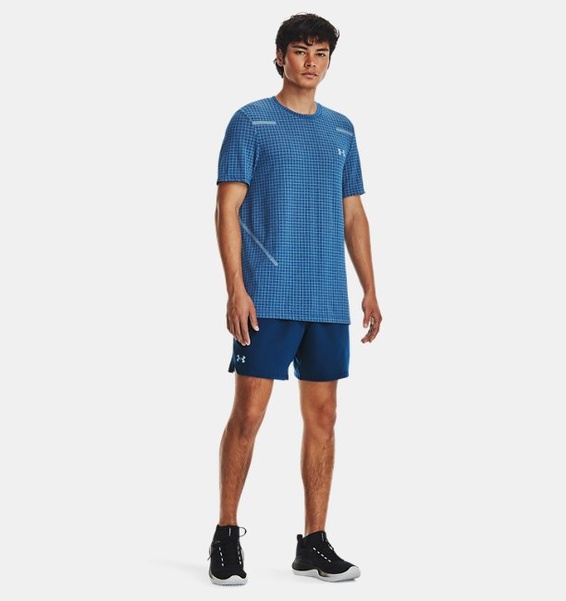 Mavi Erkek UA Vanish Dikişsiz Grid Kısa Kollu T-shirt