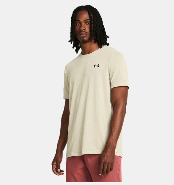 Bej Erkek UA Vanish Dikişsiz Grid Kısa Kollu T-shirt