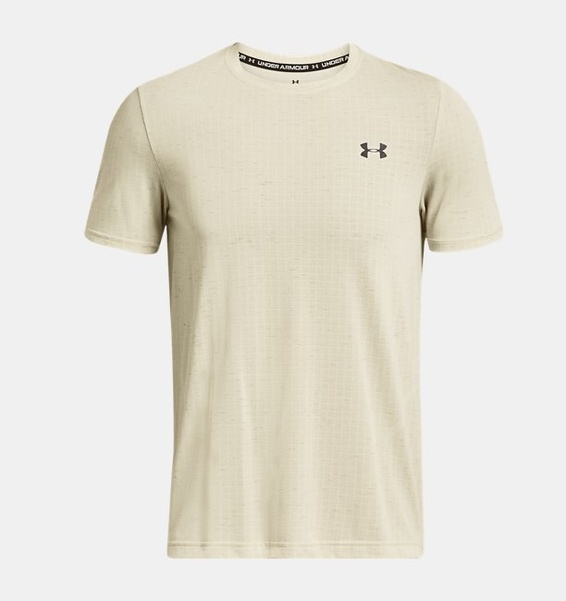 Bej Erkek UA Vanish Dikişsiz Grid Kısa Kollu T-shirt