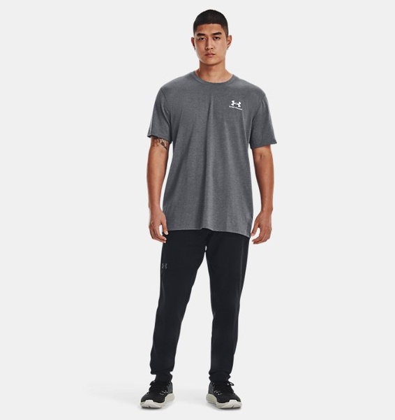 Gri Erkek UA LOGO EMB Heavyweight Kısa Kollu T-shirt