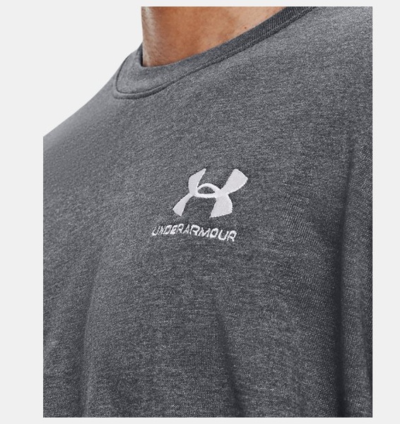 Gri Erkek UA LOGO EMB Heavyweight Kısa Kollu T-shirt