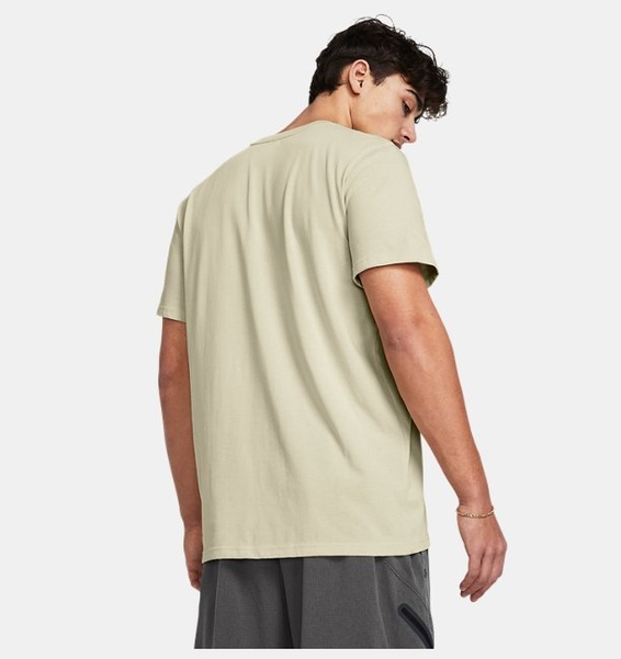 Bej Erkek UA LOGO EMB Heavyweight Kısa Kollu T-shirt