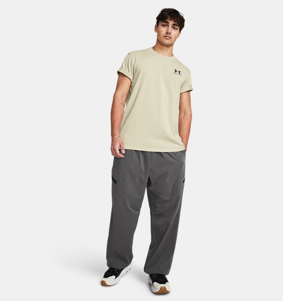 Bej Erkek UA LOGO EMB Heavyweight Kısa Kollu T-shirt