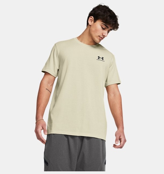 Bej Erkek UA LOGO EMB Heavyweight Kısa Kollu T-shirt