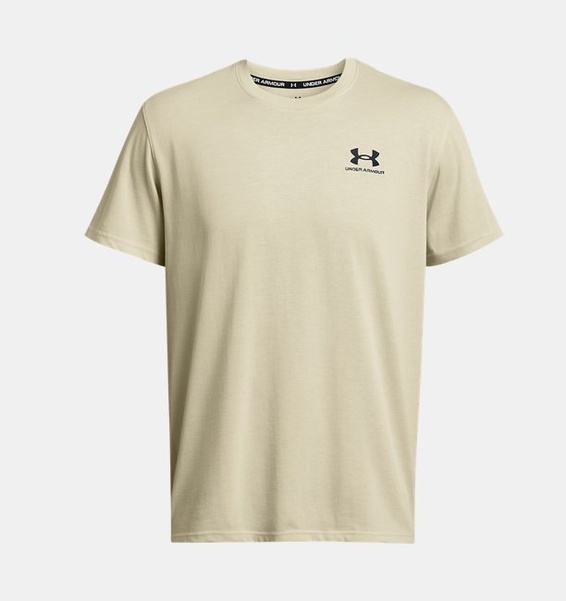 Bej Erkek UA LOGO EMB Heavyweight Kısa Kollu T-shirt