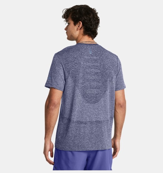 Lila Erkek UA Dikişsiz Stride Kısa Kollu T-shirt