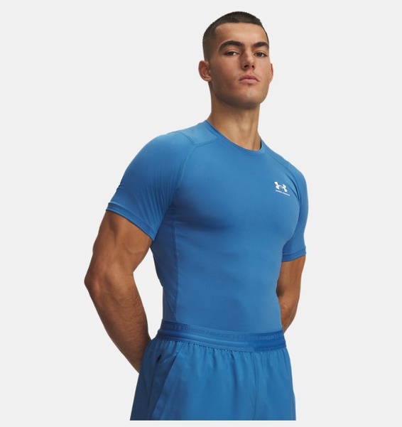 Mavi Erkek UA HeatGear Armour Compression Kısa Kollu T-shirt