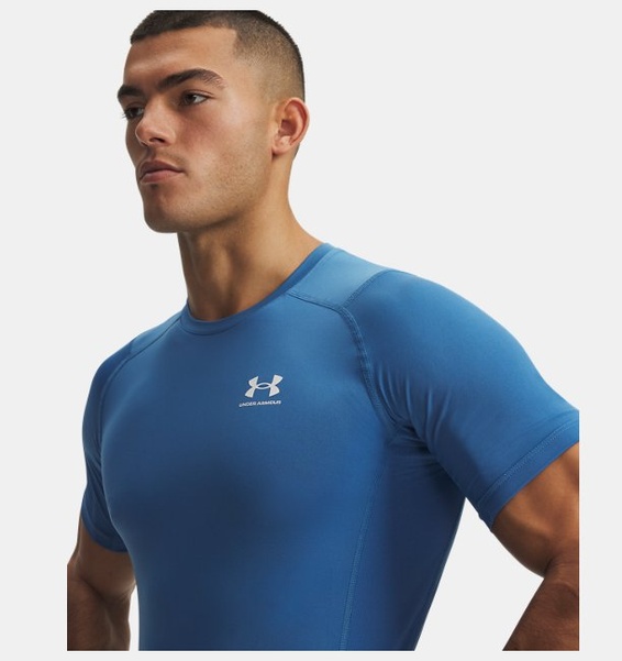 Mavi Erkek UA HeatGear Armour Compression Kısa Kollu T-shirt