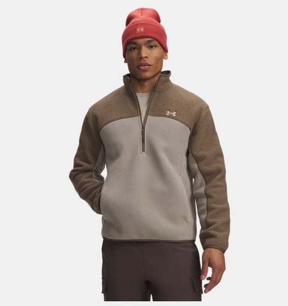 Kahverengi Erkek UA CGI Basecamp Yarım Fermuarlı Fleece Sweatshirt