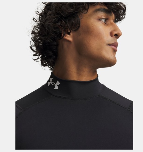 Siyah Erkek UA HeatGear Armour Compression Mock Kısa Kollu T-shirt