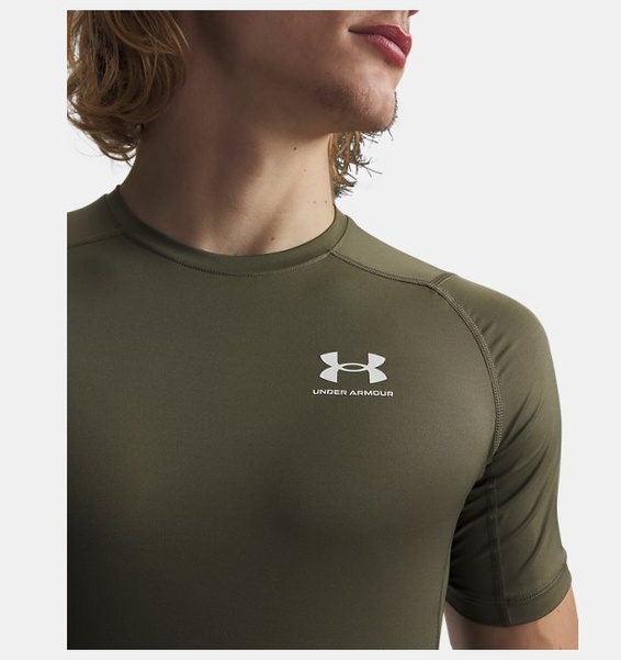 Haki Erkek UA HeatGear Armour Compression Kısa Kollu T-shirt
