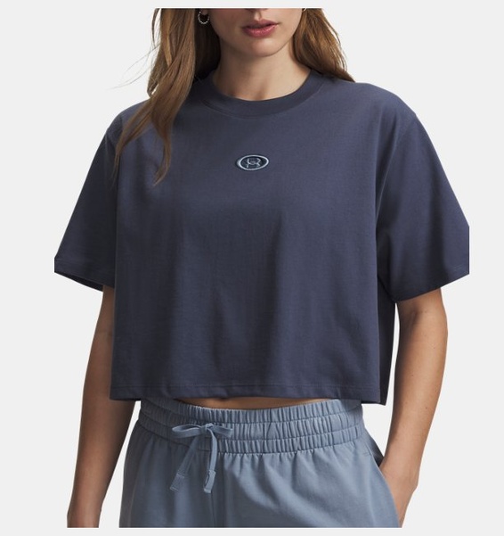 Koyu Gri Kadın UA Center Kısa Kollu T-shirt