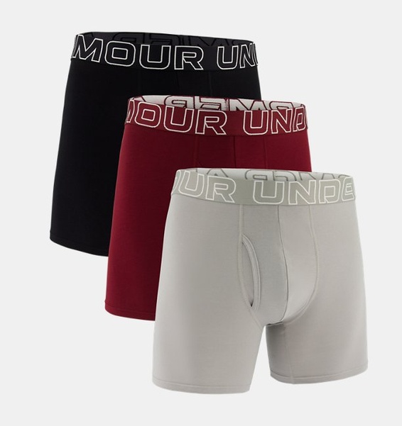 Gri Erkek UA Performance Cotton 6" 3'lü Boxer