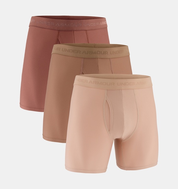 Kahverengi Erkek UA Performance Tech Mesh Mod 6" 3'lü Boxer