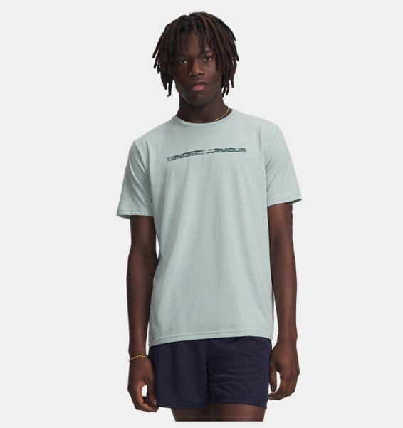 Mavi Erkek UA Blur Wordmark Kısa Kollu T-Shirt