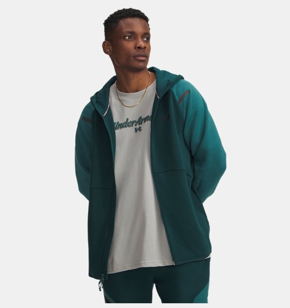 Petrol Yeşili Erkek UA Unstoppable Fleece Tam Fermuarlı HD EU Sweatshirt