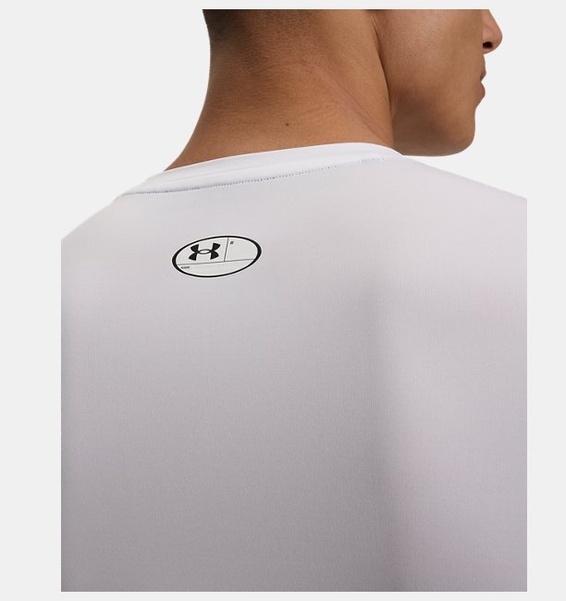 Beyaz Erkek UA HeatGear Armour Compression Uzun Kollu T-shirt