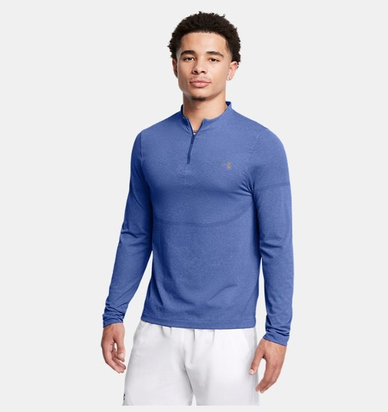 Mavi Erkek UA Vanish Elite Dikişsiz 1/4 Fermuarlı Uzun Kollu T-shirt