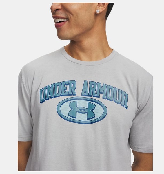 Gri Erkek UA Wordmark Locker Tag Kısa Kollu T-Shirt
