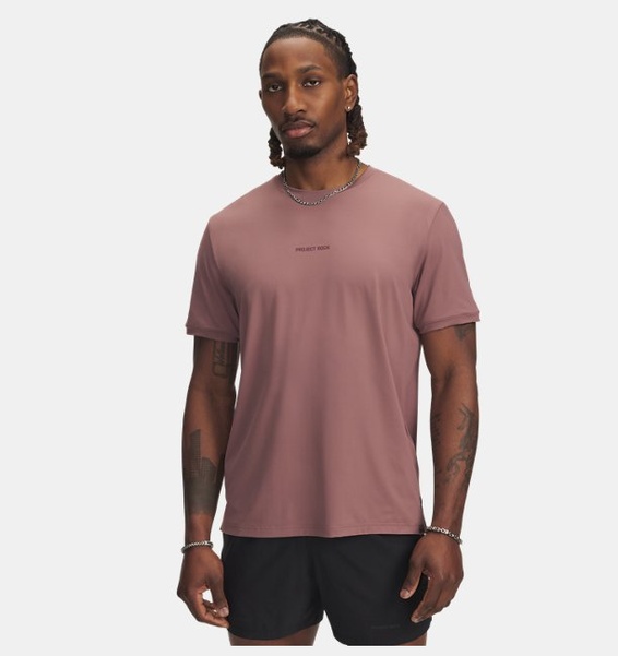 Kahverengi Erkek UA Project Rock Iso Chill Kısa Kollu T-Shirt
